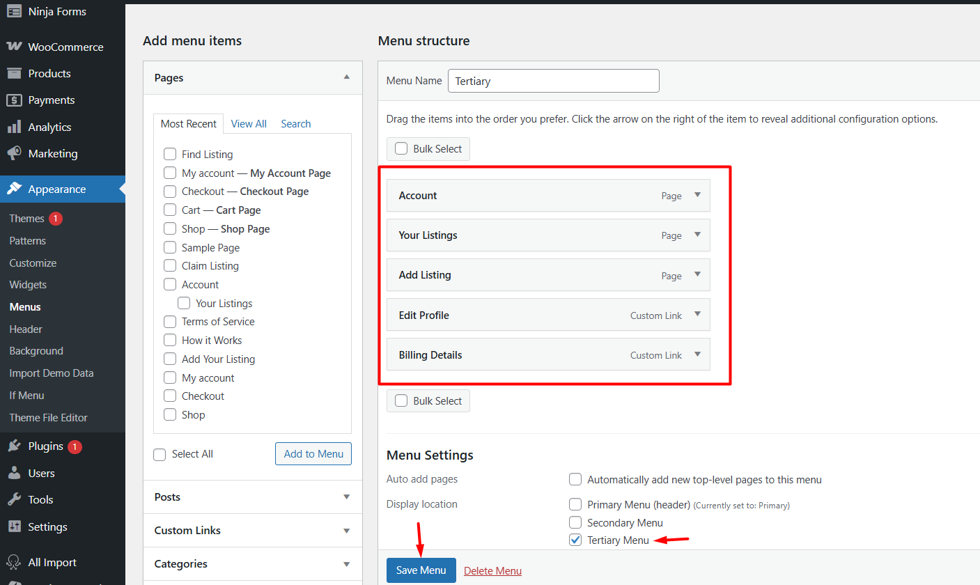 Enable the Tertiary Menu in the Listify Theme - Astoundify Knowledge Base
