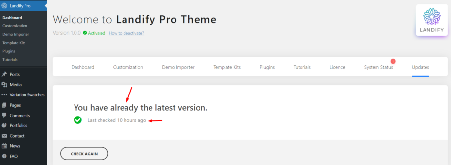 Updating the Landify Theme - Astoundify Knowledge Base